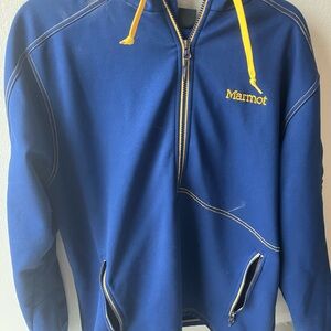 Marmot Navy Jacket with Yellow Zipper Trim